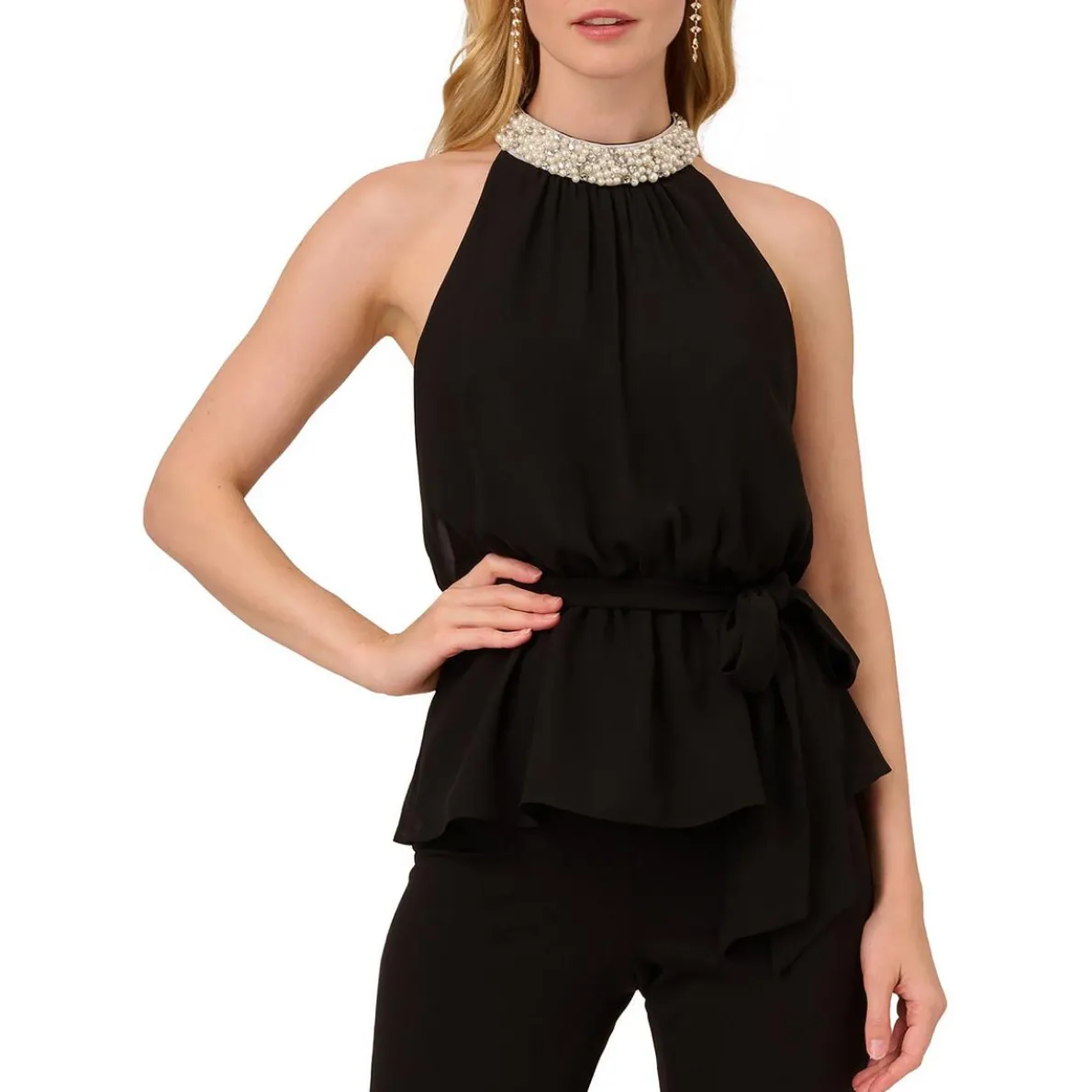 Jeweled Gathered Halter Top