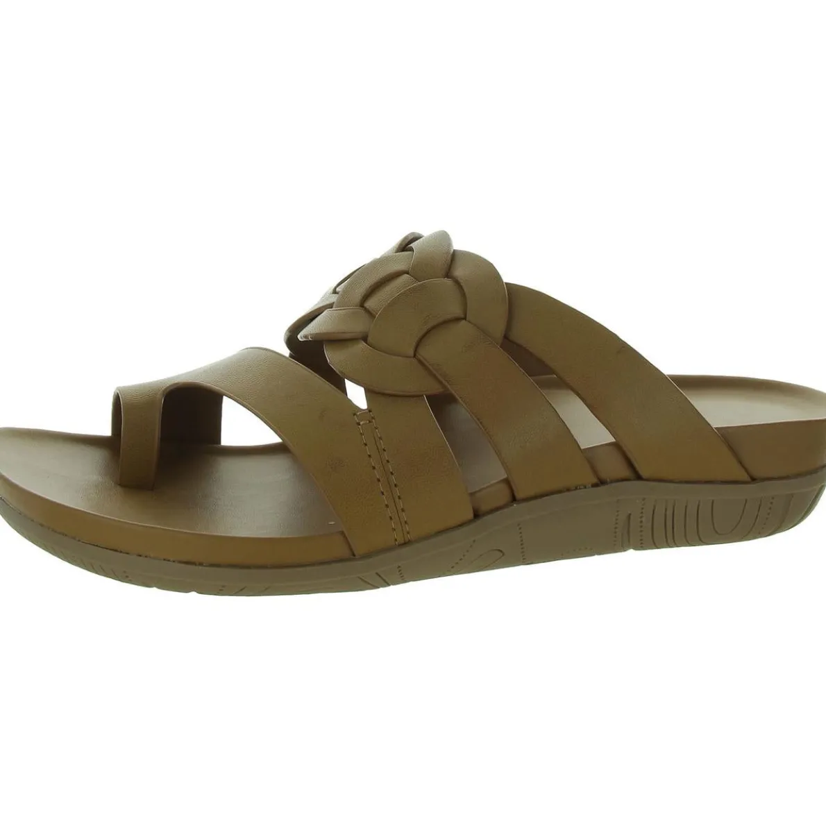 JULIANNE Faux Leather Slip On Slide Sandals