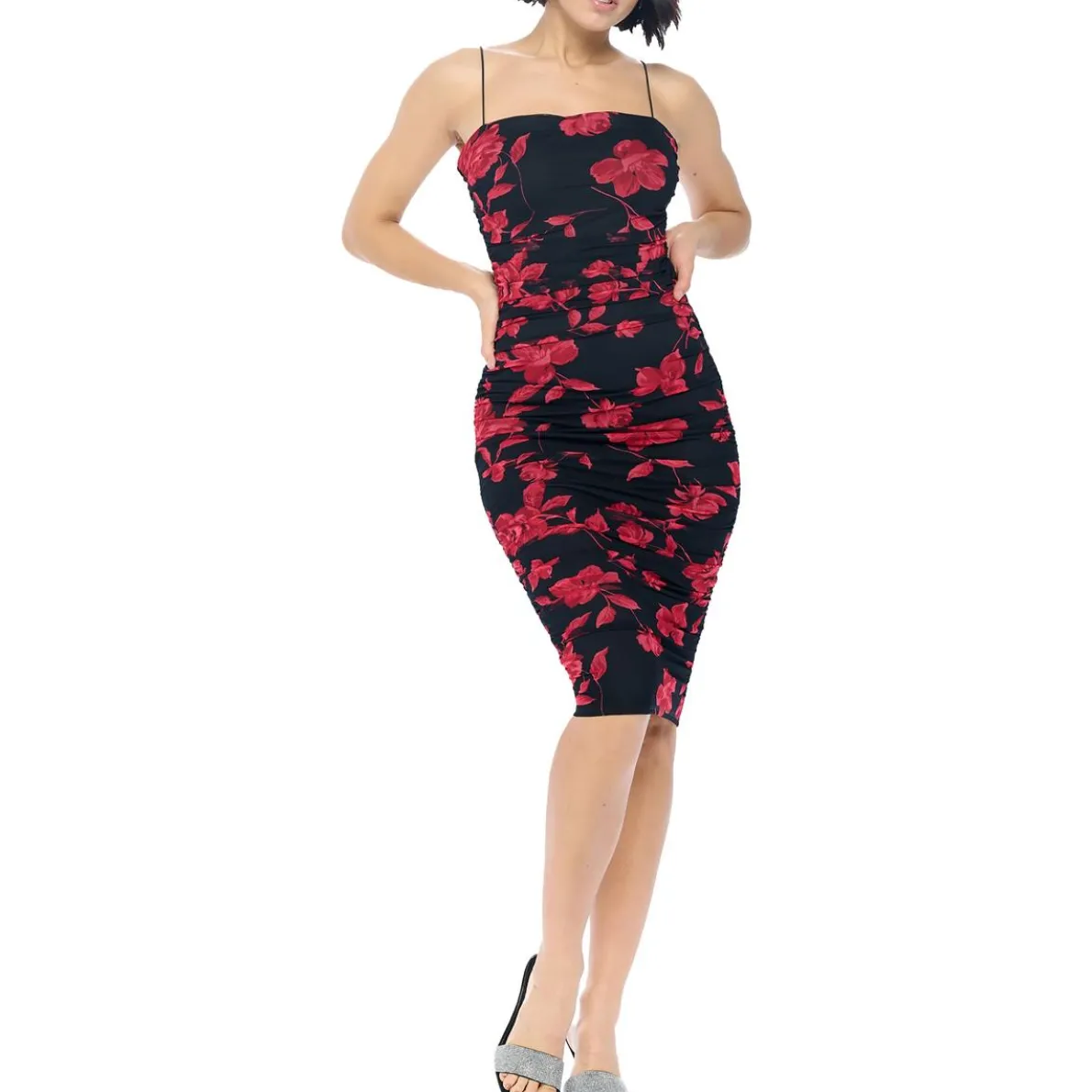 Juniors Floral Knee-Length Bodycon Dress
