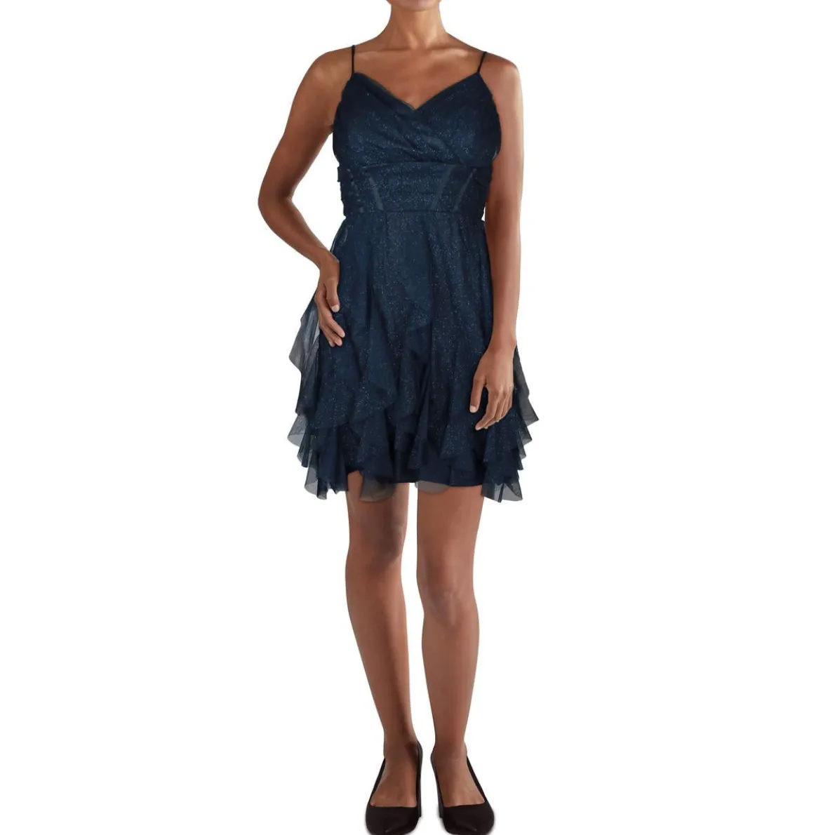 Juniors Glitter Tulle Cocktail And Party Dress