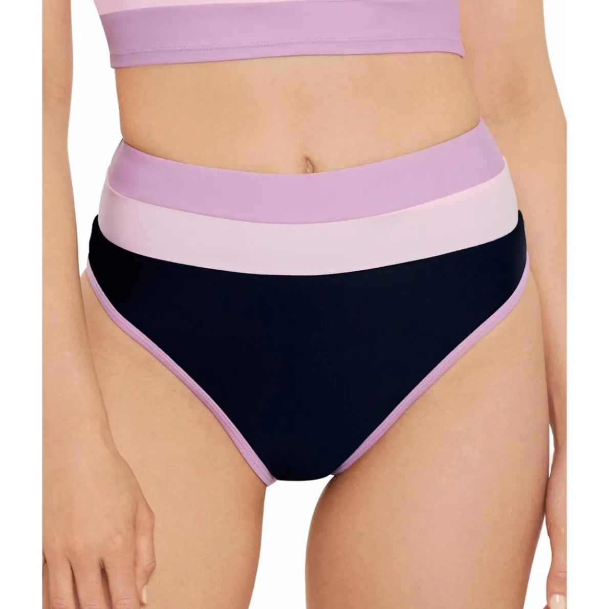 Juniors High Waist Contrast Trim Swim Bottom Separates