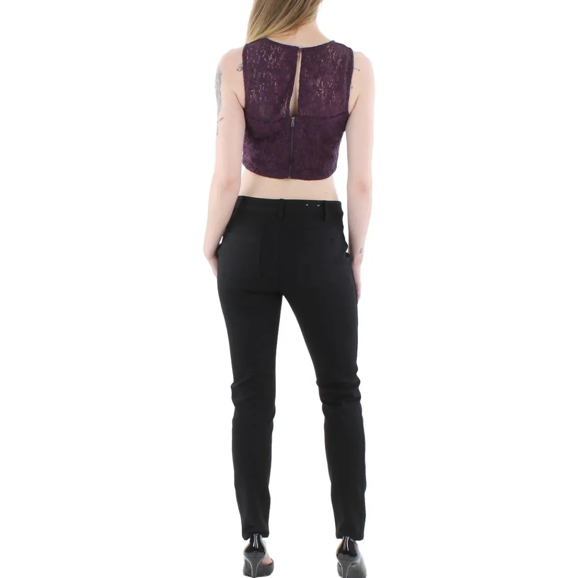 Juniors Lace Glitter Cropped