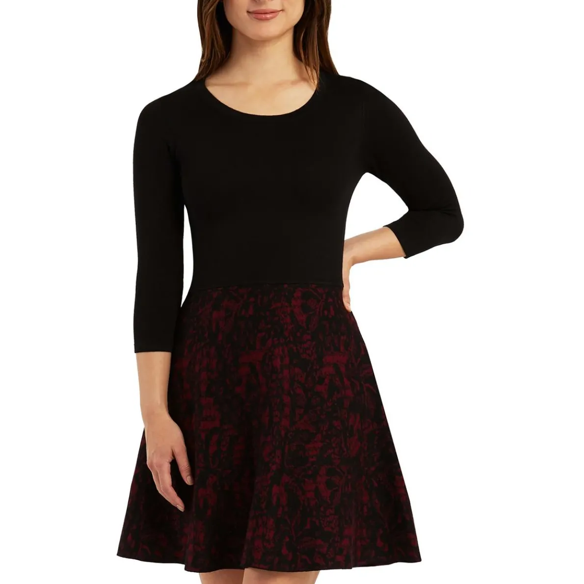 Juniors Lace Pattern Mini Sweaterdress