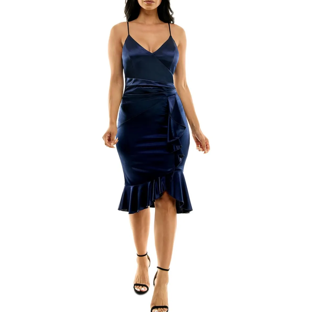 Juniors Midi Surplice Cocktail And Party Dress