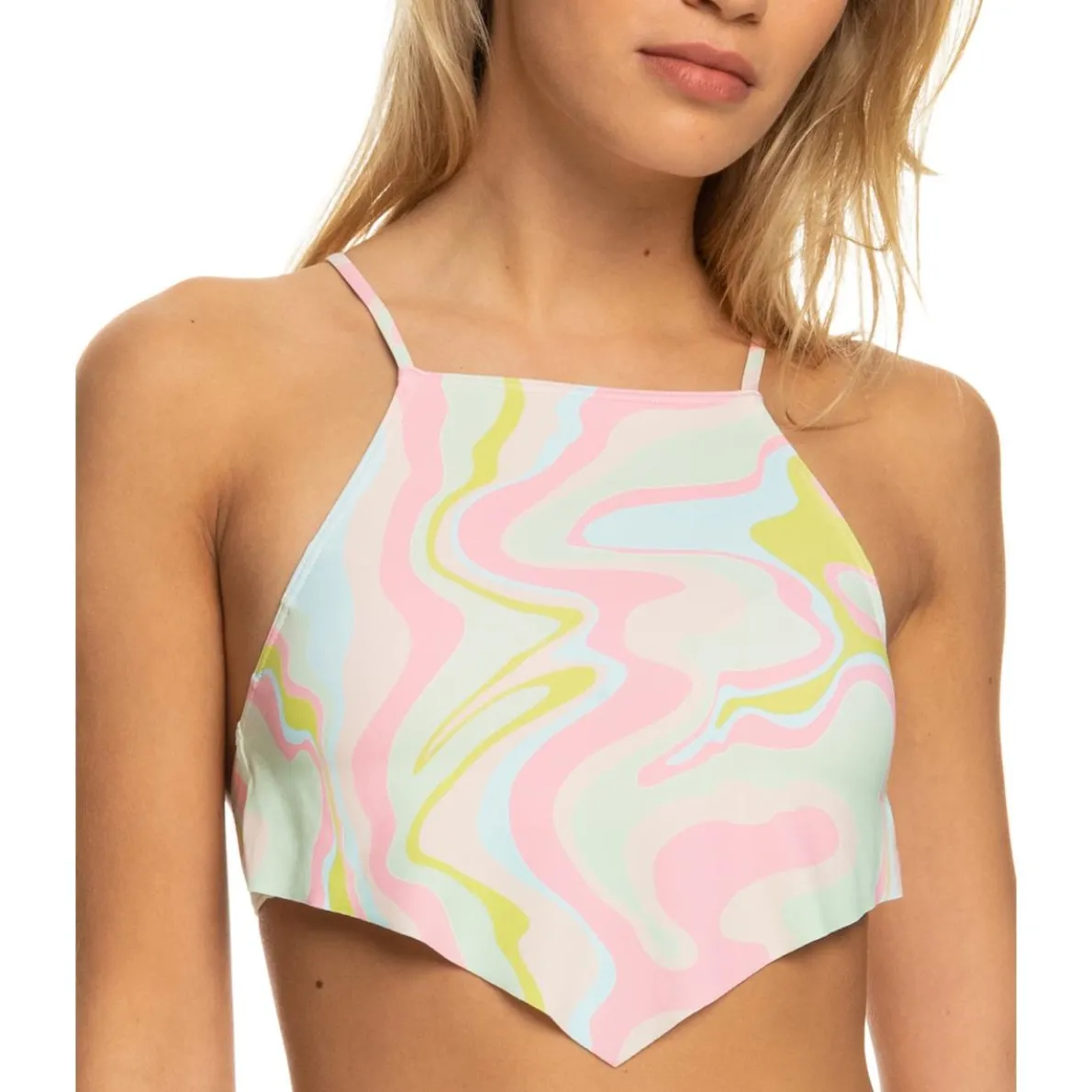 Juniors Printed Nylon Tankini Swim Top