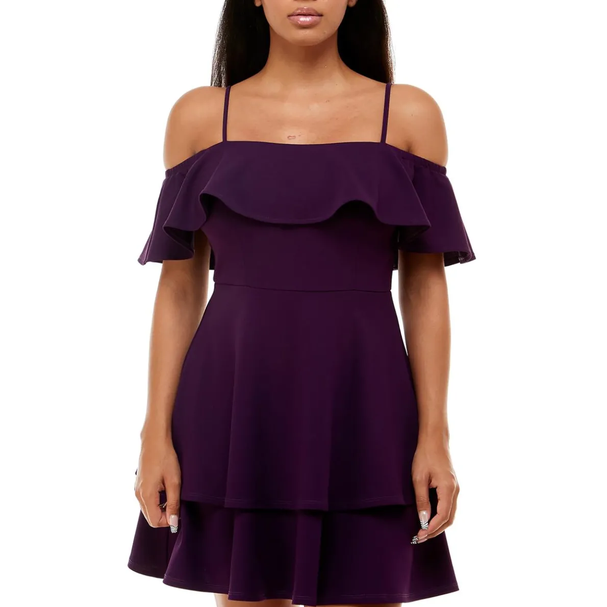 Juniors Ruffled Off-The-Shoulder Cocktail and Party Dress