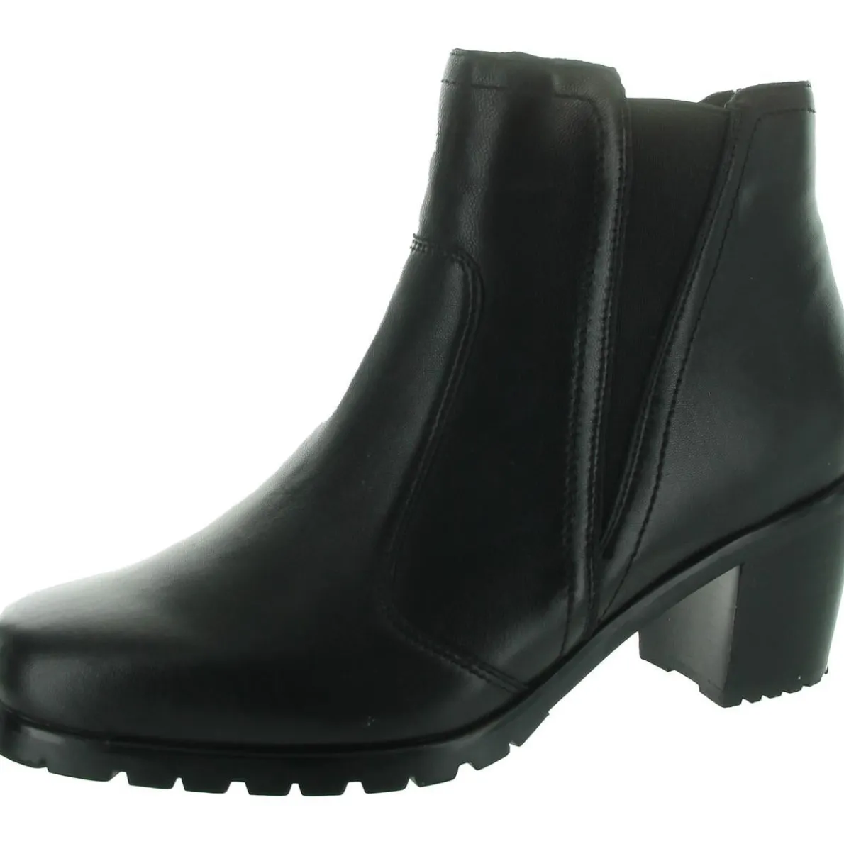 ENERGY Block Heel Faux Leather Ankle Boots