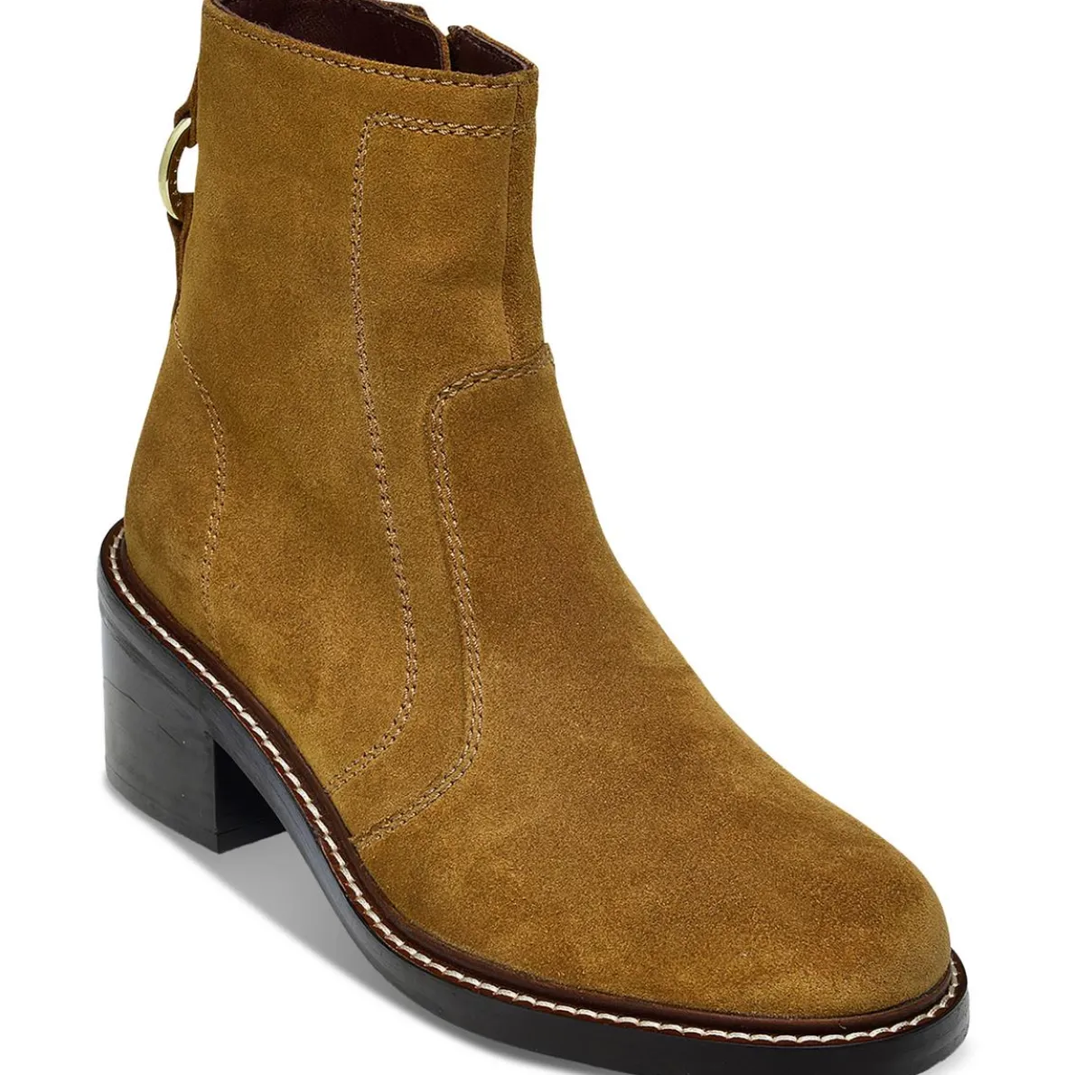 Zipper Leather Ankle Boots