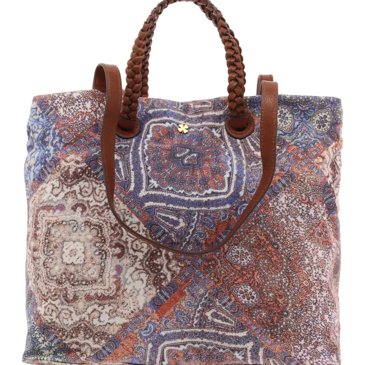 Jema Leather Trim Canvas Tote Handbag