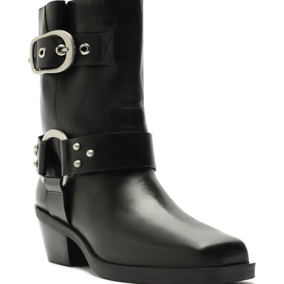 Kaia Leather Buckle Motorcycle Boots