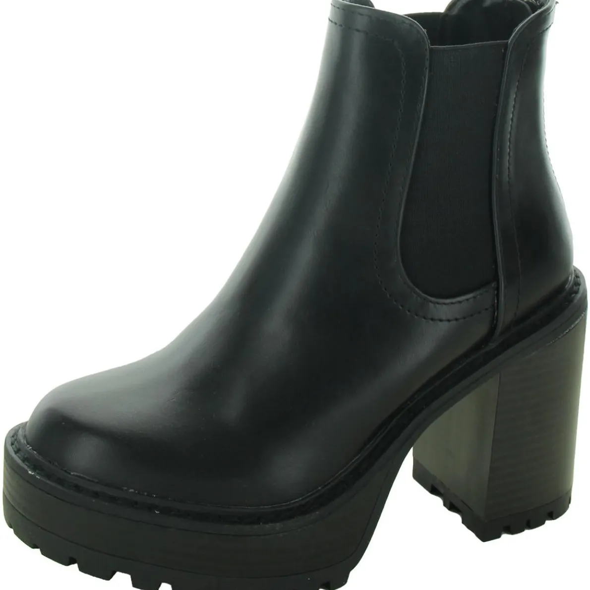 Kat Faux Leather Block Heel Mid-Calf Boots