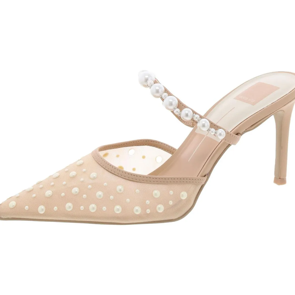 Katik Pearl Embellished Pointed Toe Mules