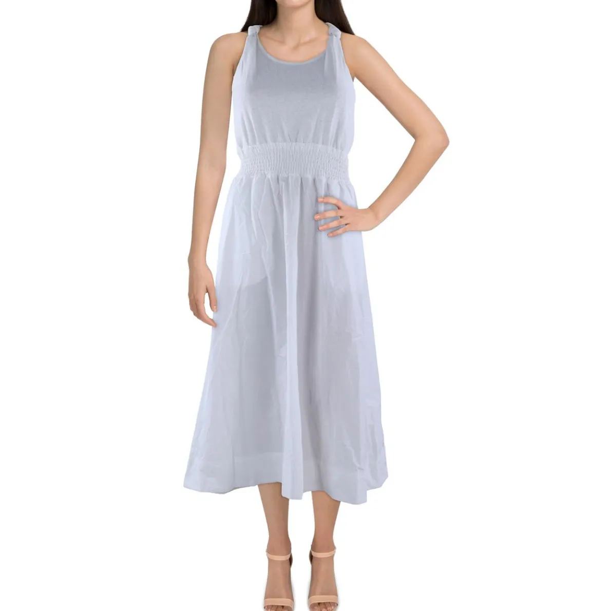 Kenzie Mixed Media Linen Midi Dress