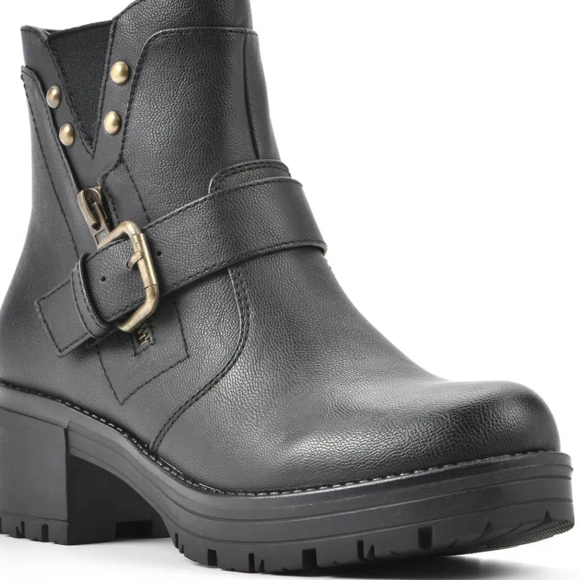 Rufus Faux Leather Studded Motorcycle Boots