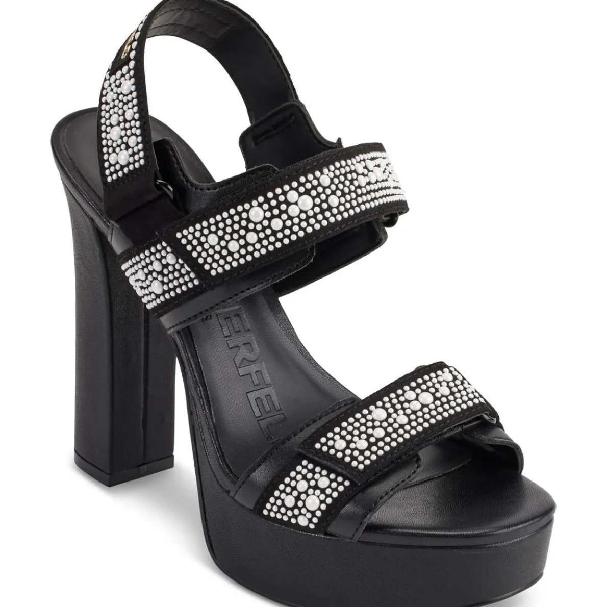 Alessia Pearl Adjustable Faux Leather Block Heels