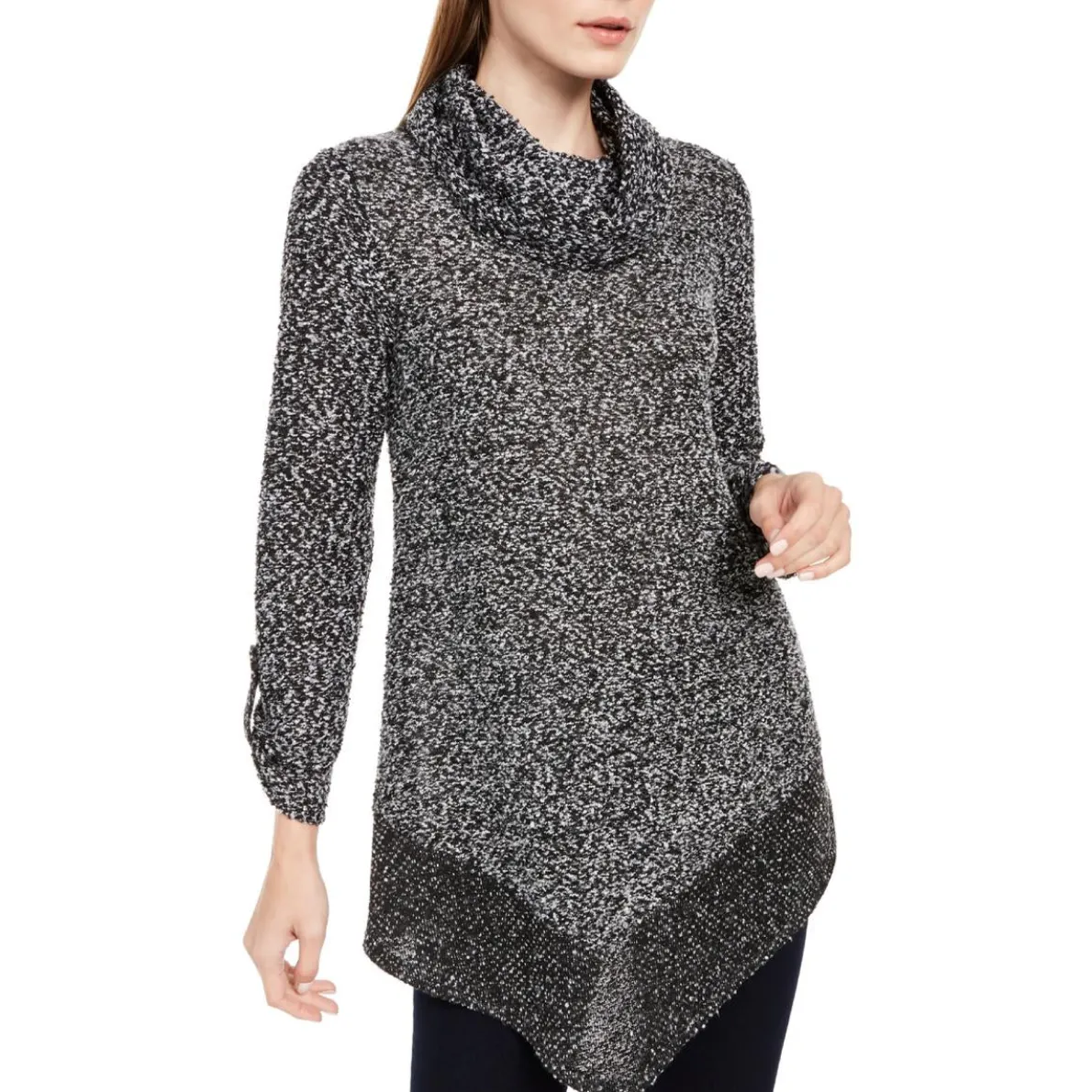 Knit Asymmetric Turtleneck Sweater