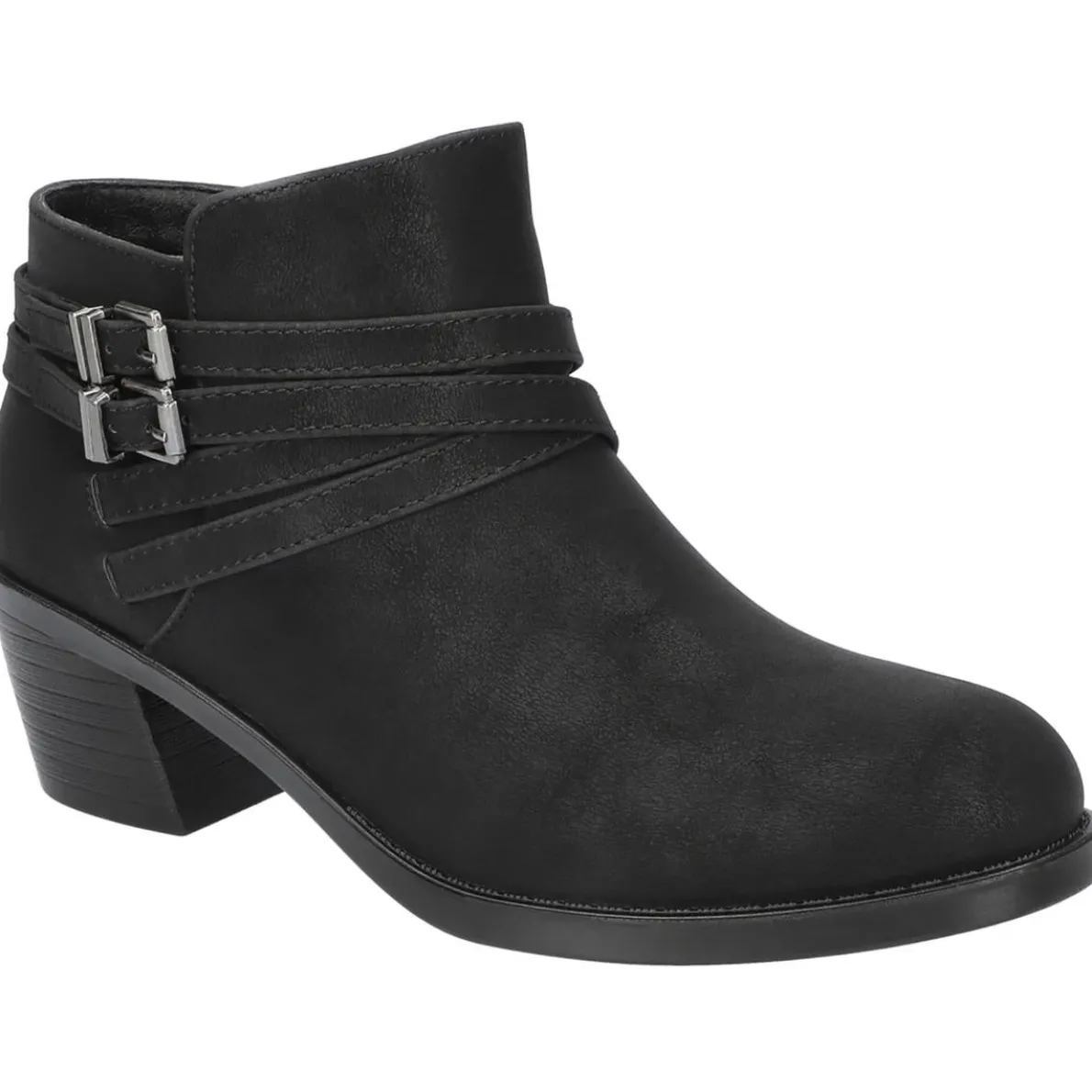 KORY Faux Leather Block Heel Ankle Boots