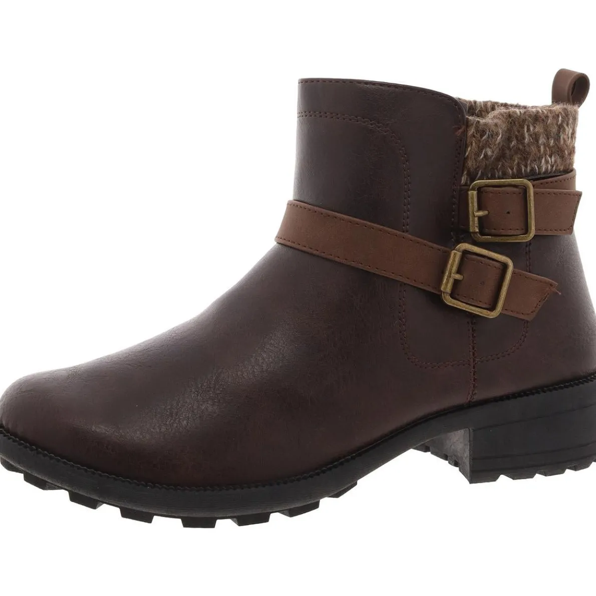 Kourt Faux Leather Block Heel Ankle Boots