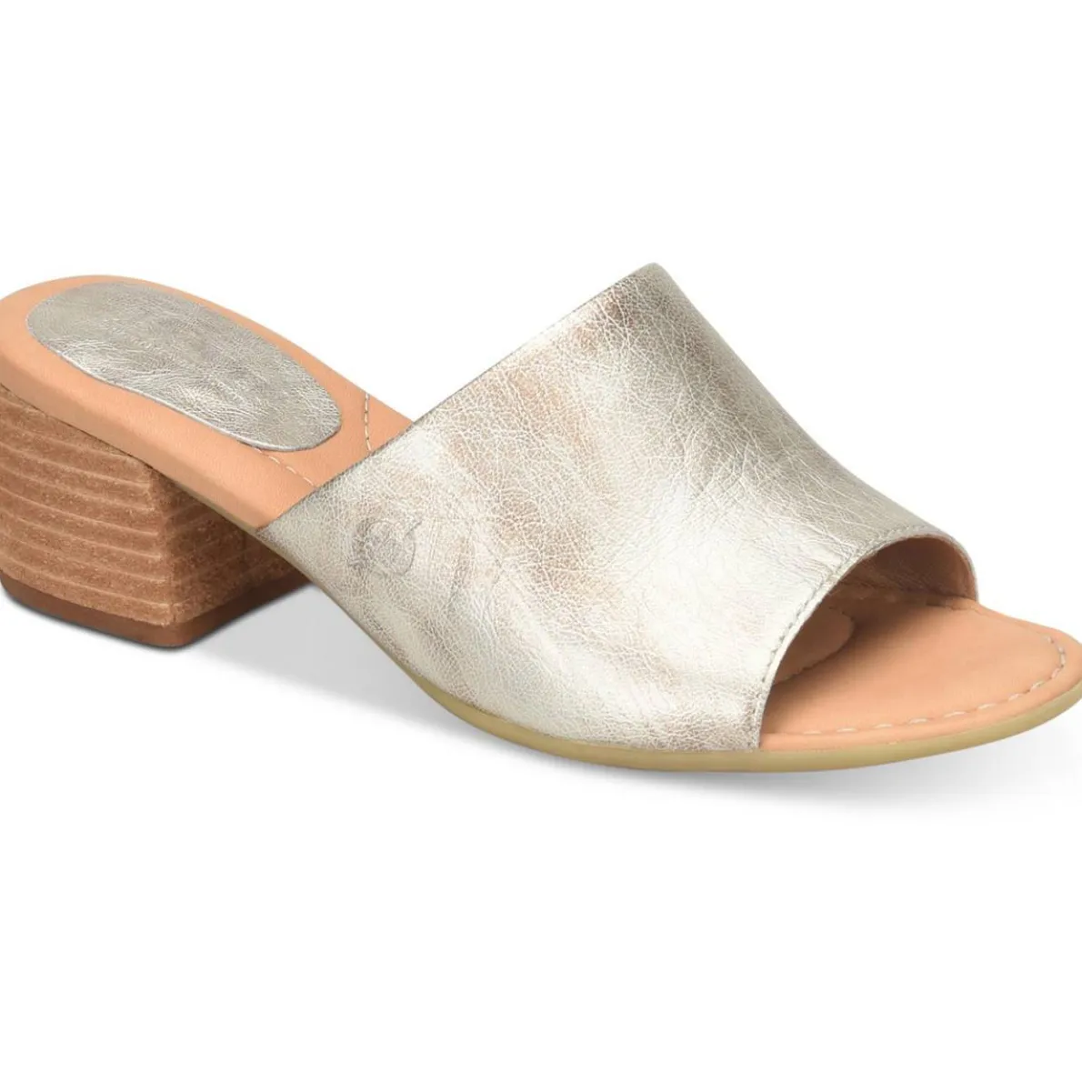 Shimmer Leather Slide Sandals