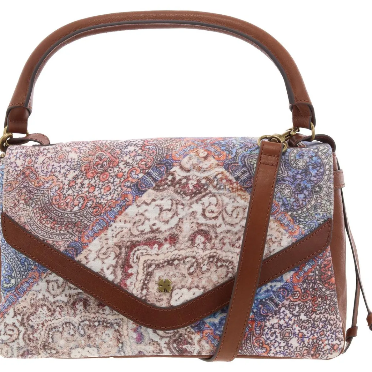 Love Leather Trim Canvas Shoulder Handbag