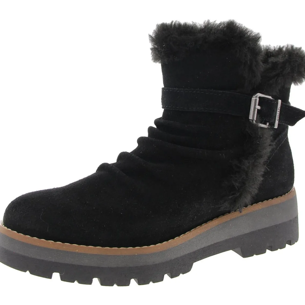 ETYARA Faux Fur Lined Leather Shearling Boots
