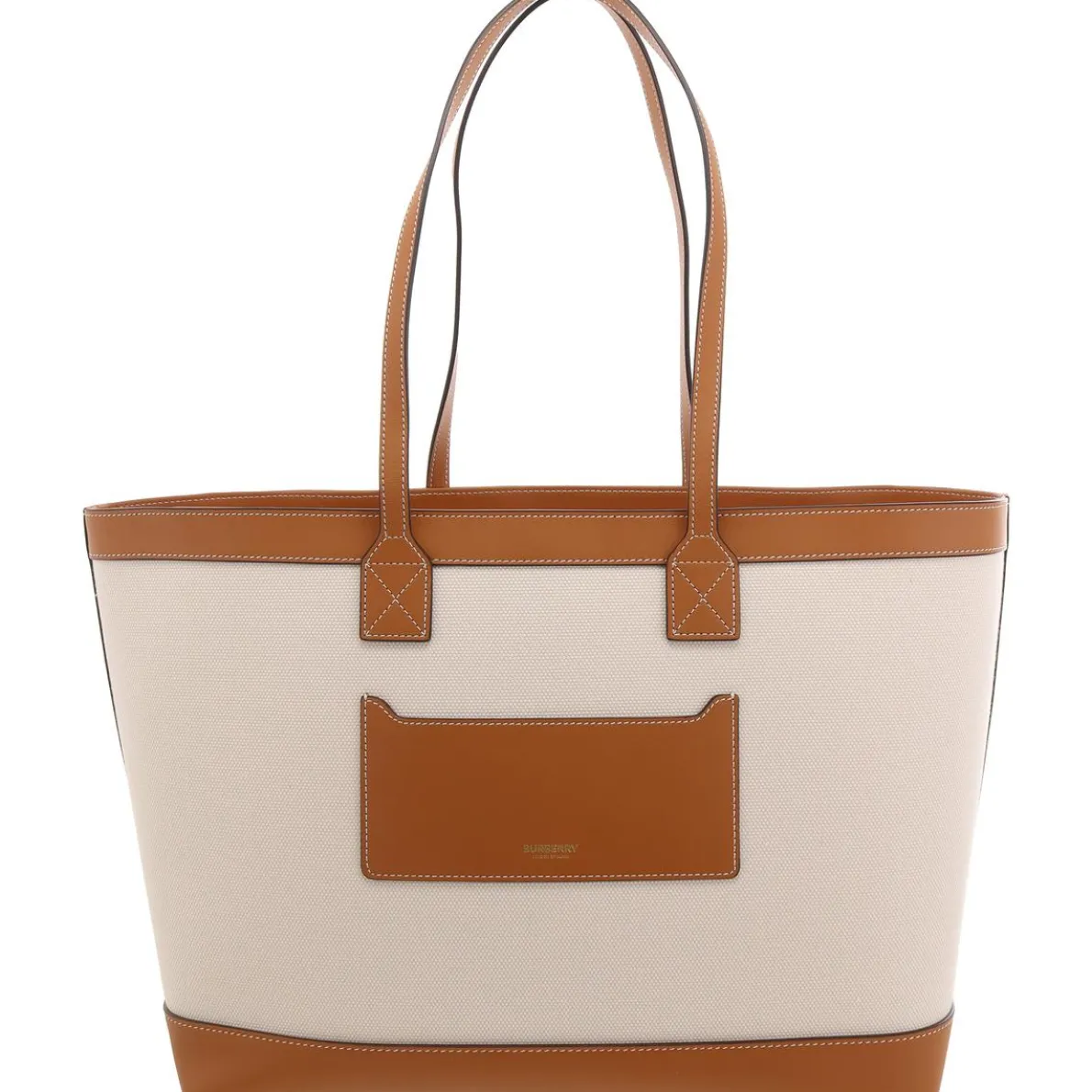 London Leather Trim Canvas Tote Handbag