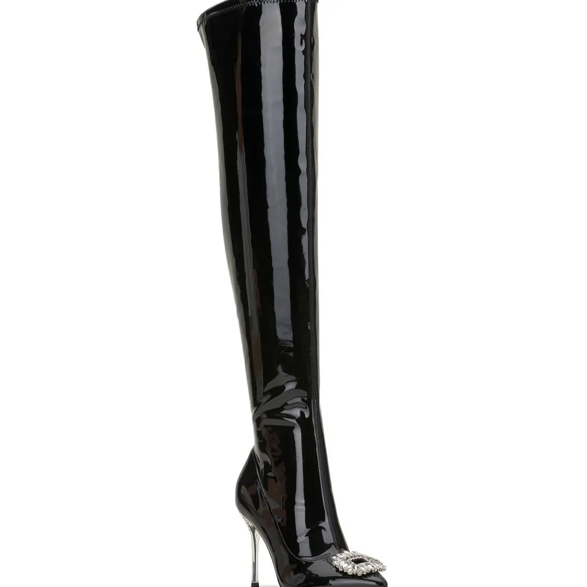 Romina Patent Metallic Thigh-High Boots