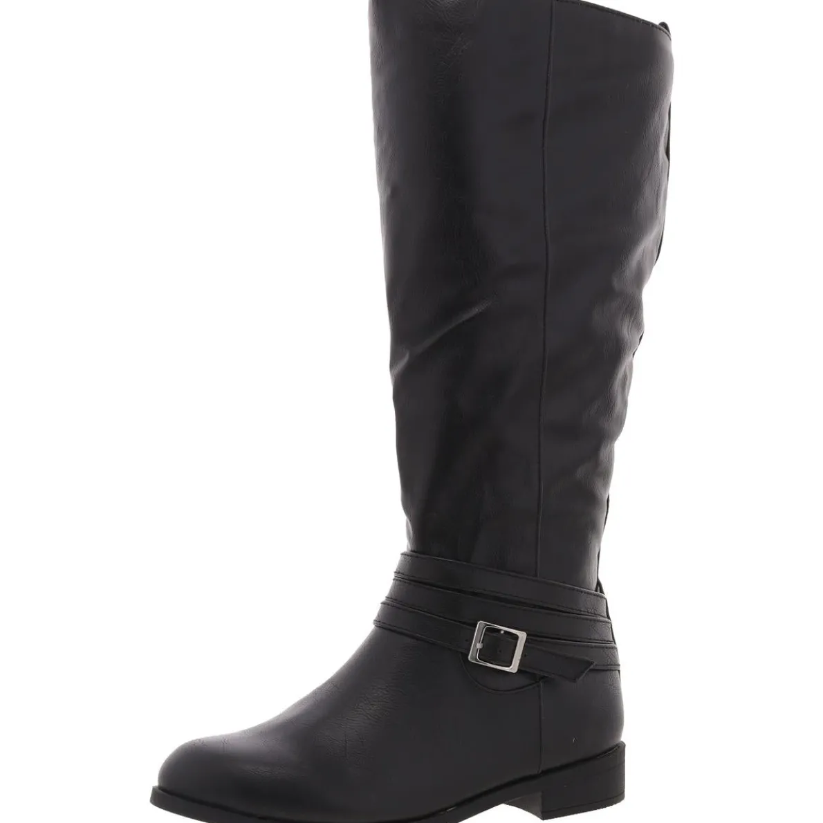 Buckle Faux Leather Knee-High Boots