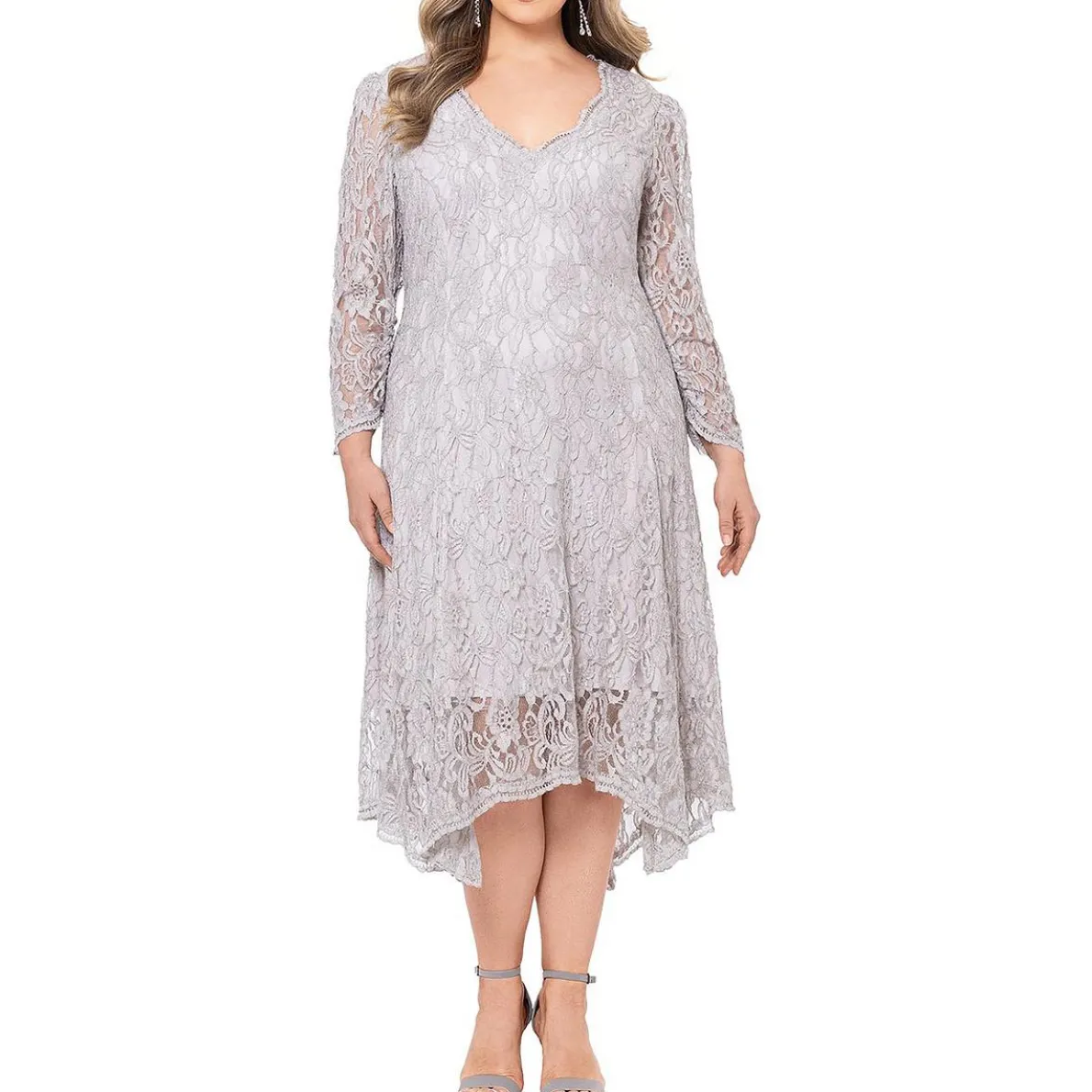 Lace Metallic Cocktail And Party Dress