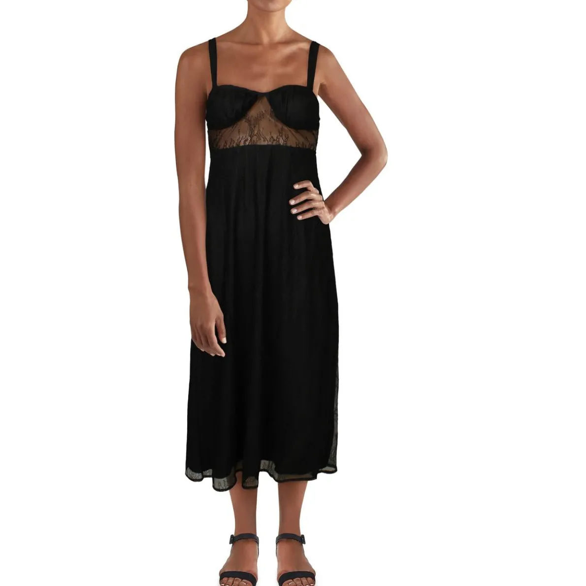 Lace Sheer Midi Dress