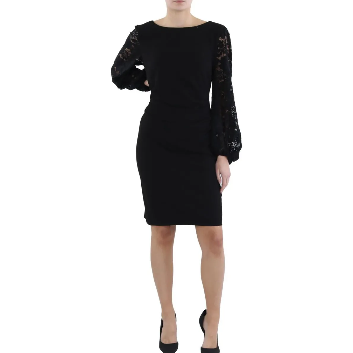 Lace Trim Knee-Length Sheath Dress