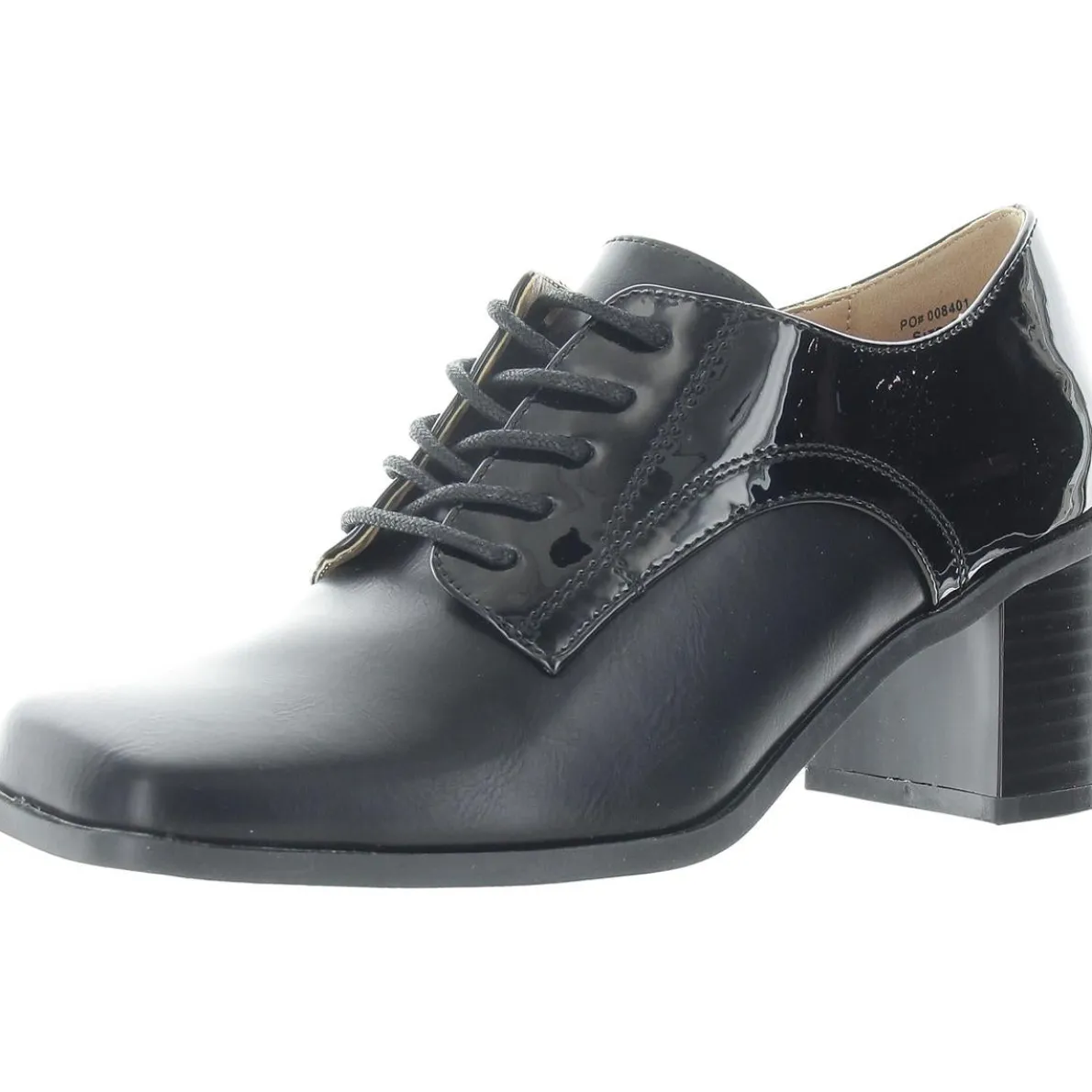 Lace-Up Faux Leather Block Heels