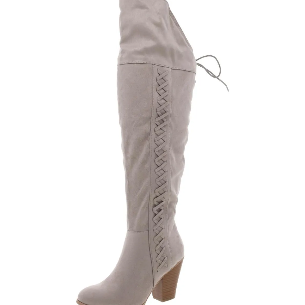 Lace-Up Faux Suede Over-The-Knee Boots