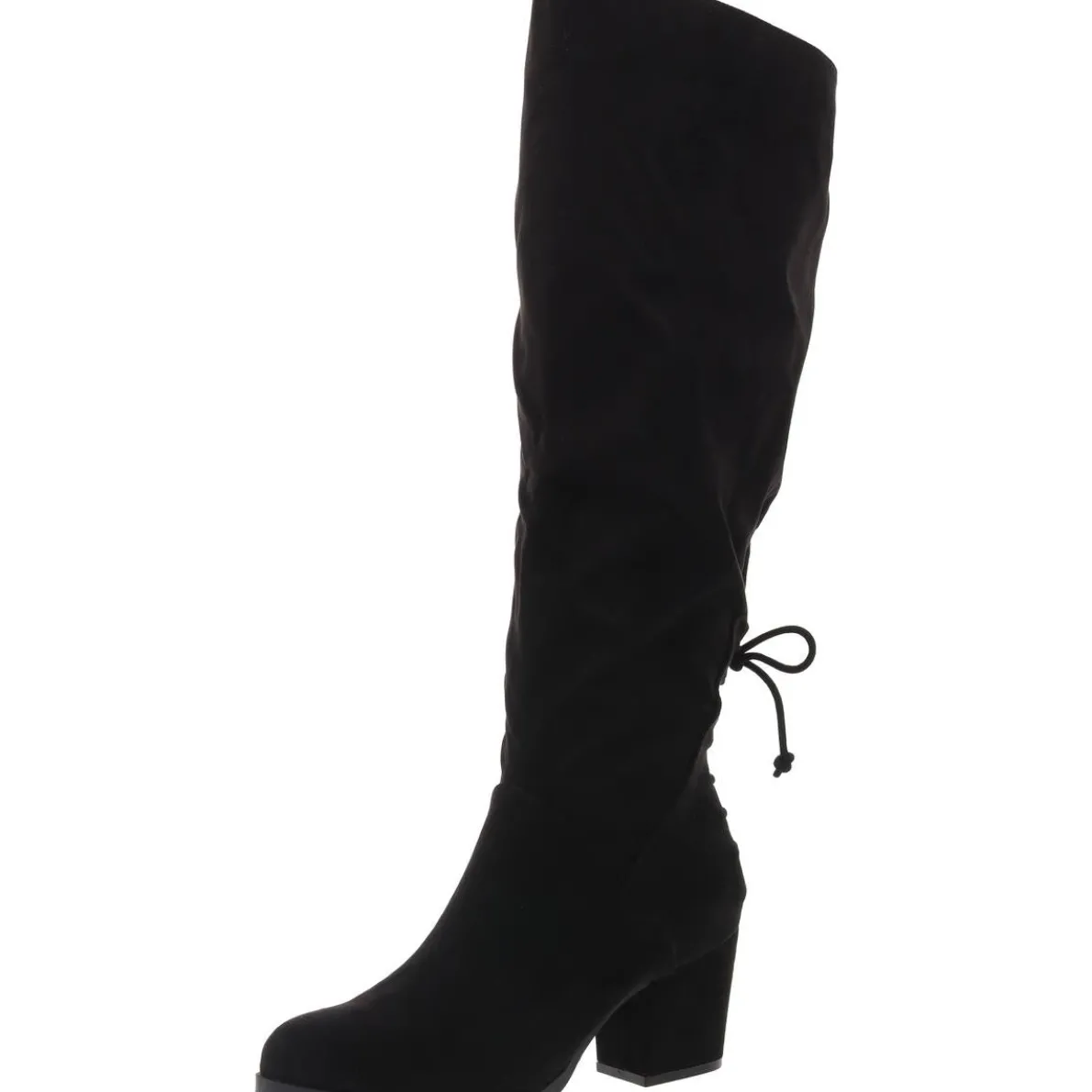 Lace-Up Faux Suede Knee-High Boots