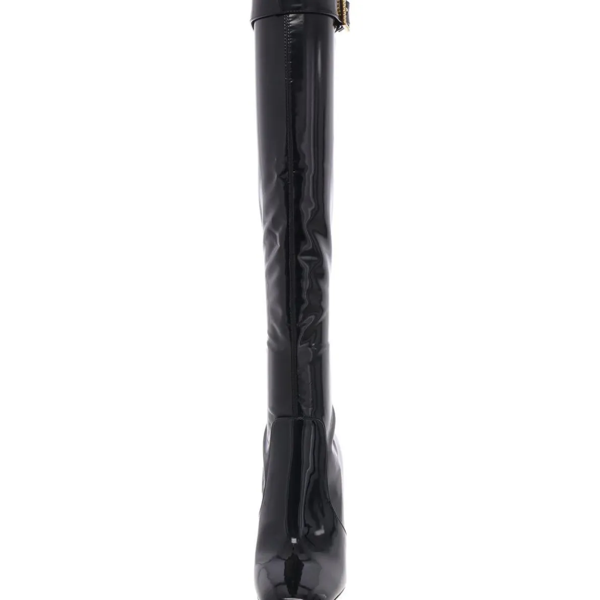 Lala Buckle Patent Leather Knee-High Boots