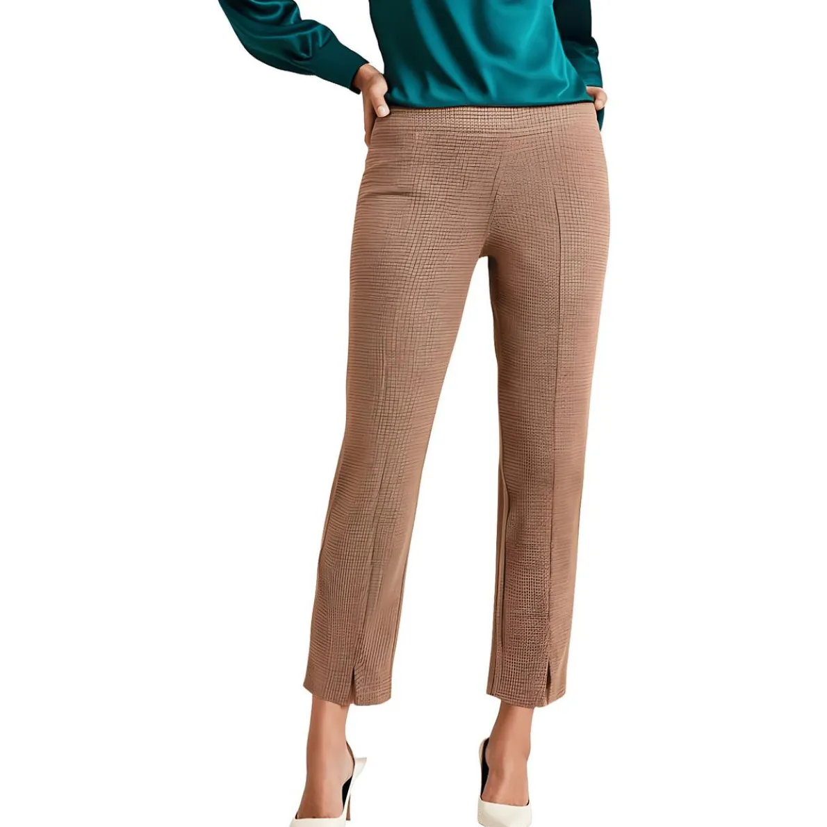 Houndstooth Knit Straight Leg Pants