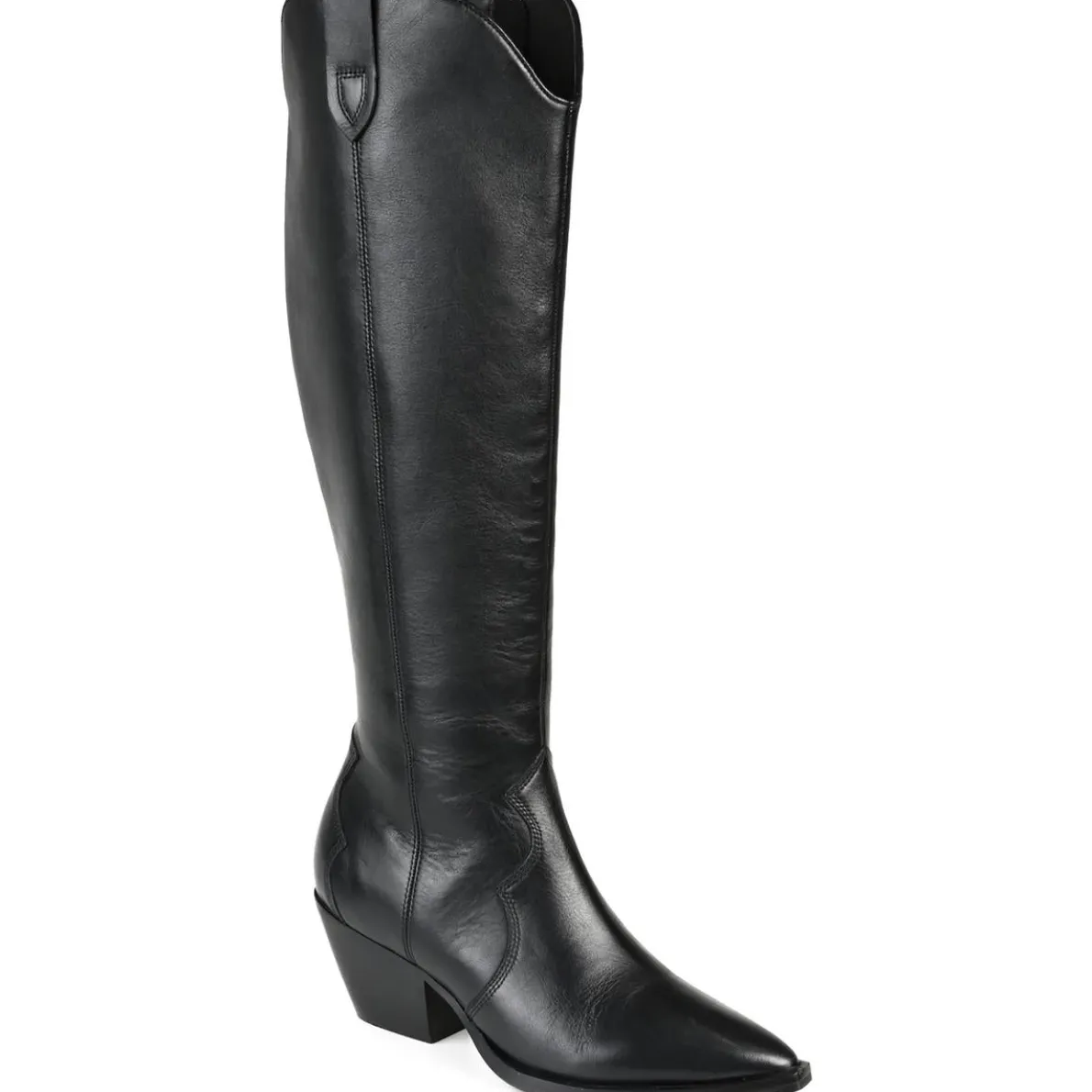 Leather Block Heel Knee-High Boots