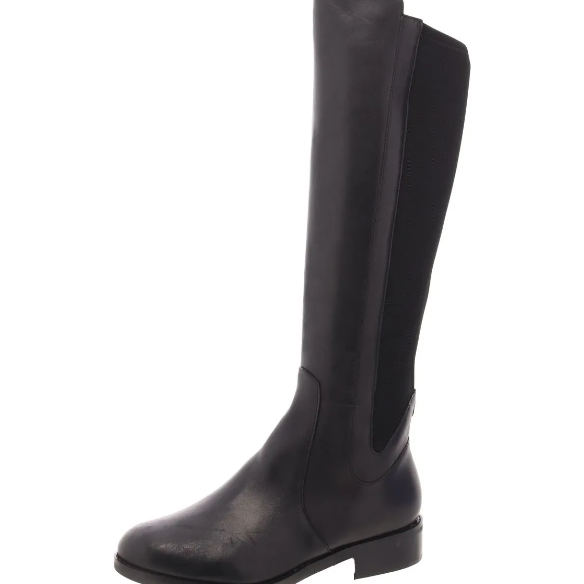 Leather Stretch Knee-High Boots
