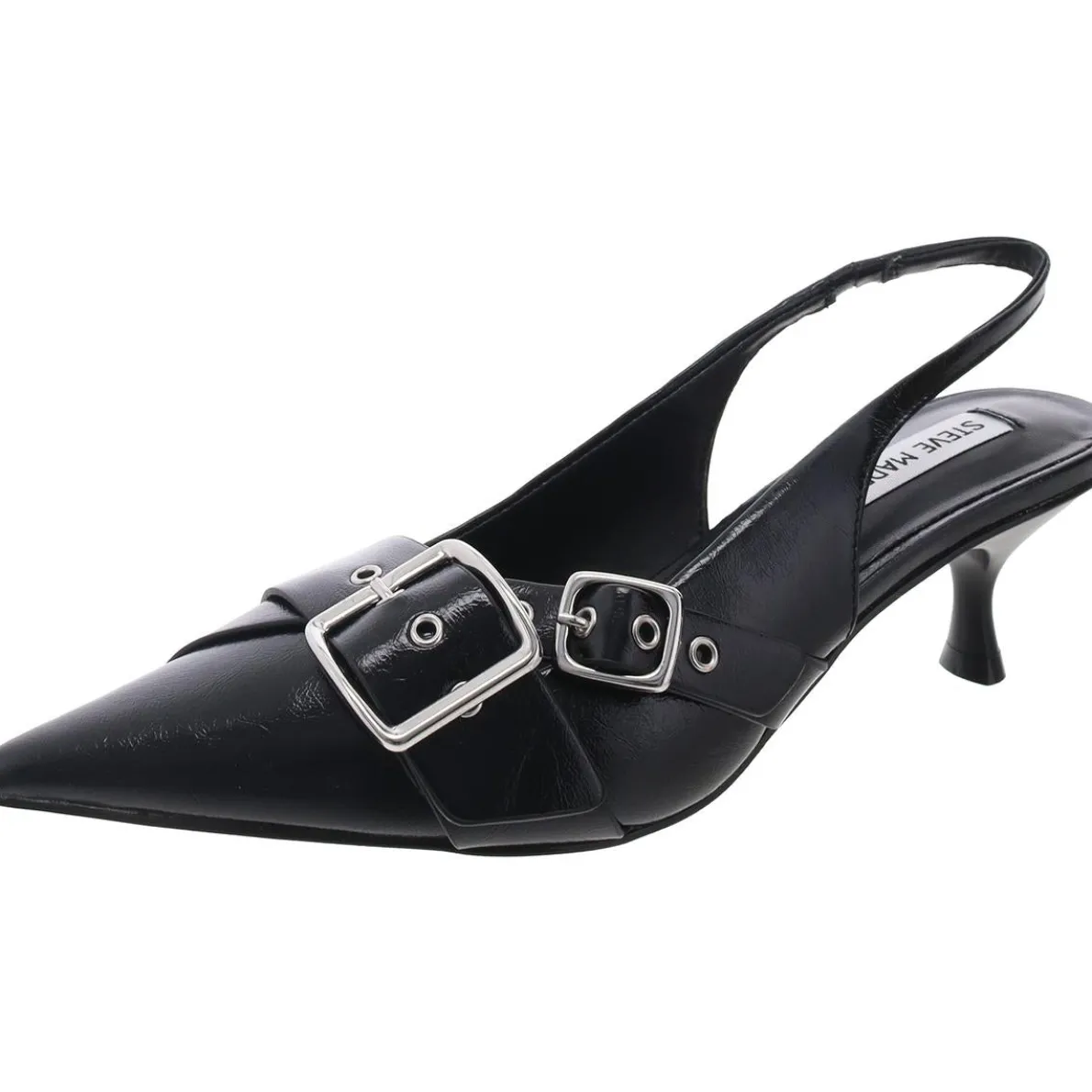Lezley Solid Faux Leather Slingback Heels
