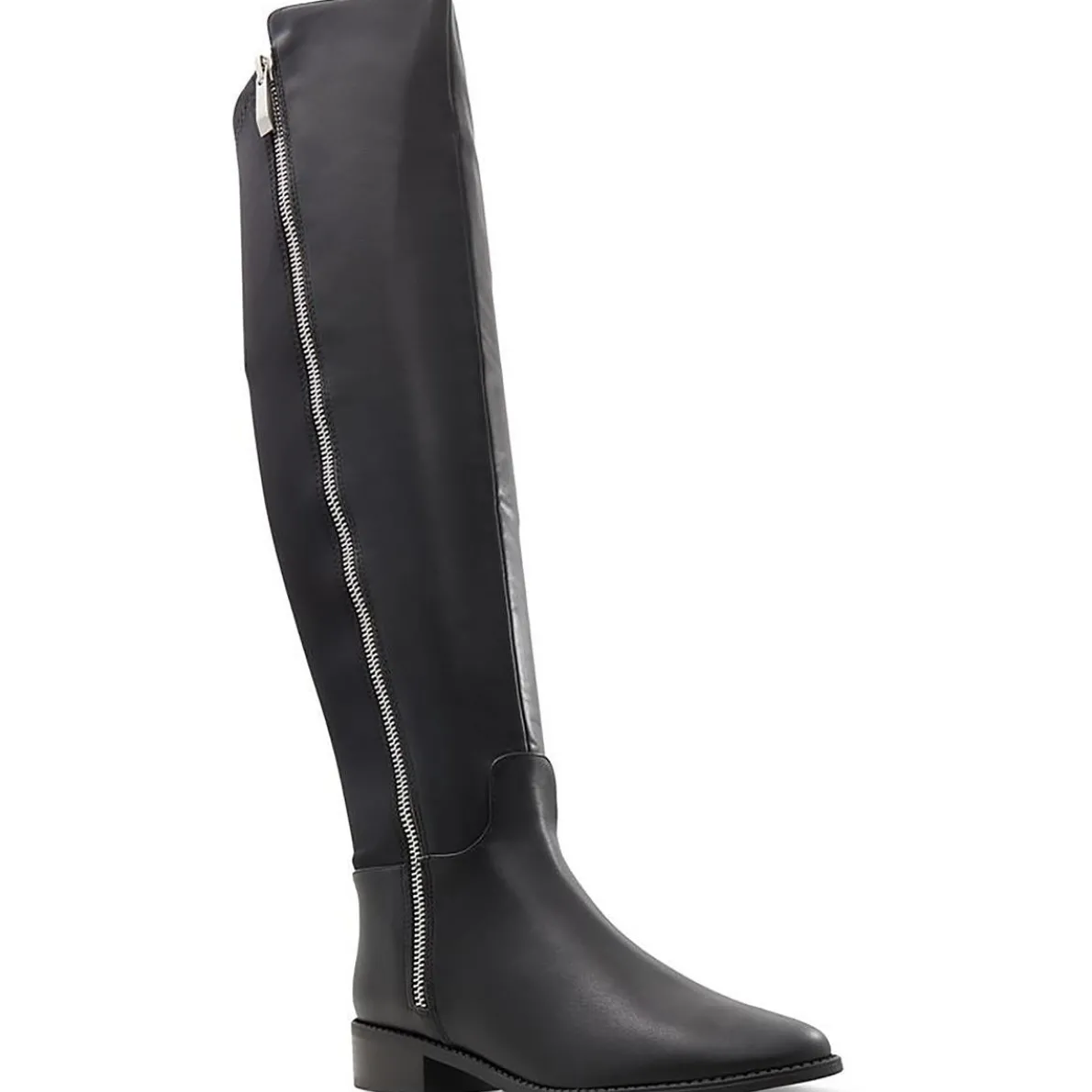 Zipper Faux Leather Knee-High Boots