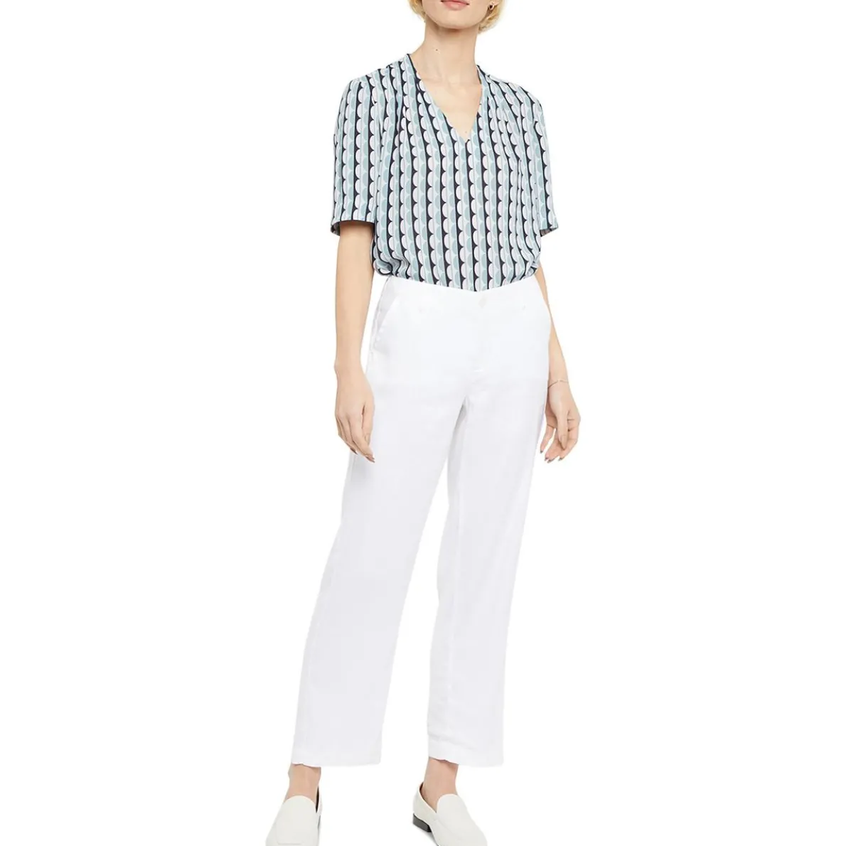 Linen Blend Ankle Straight Leg Pants