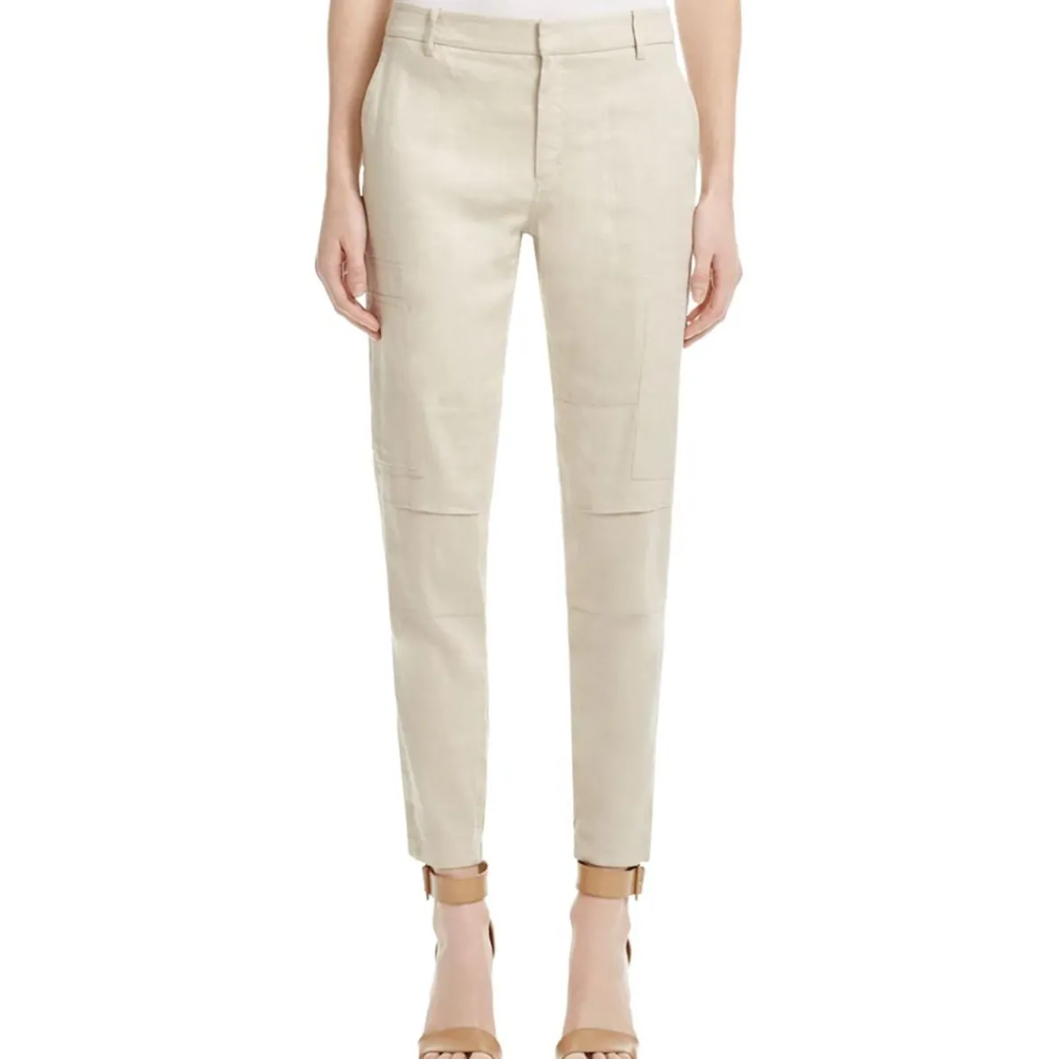 Linen Flat Front Cargo Pants