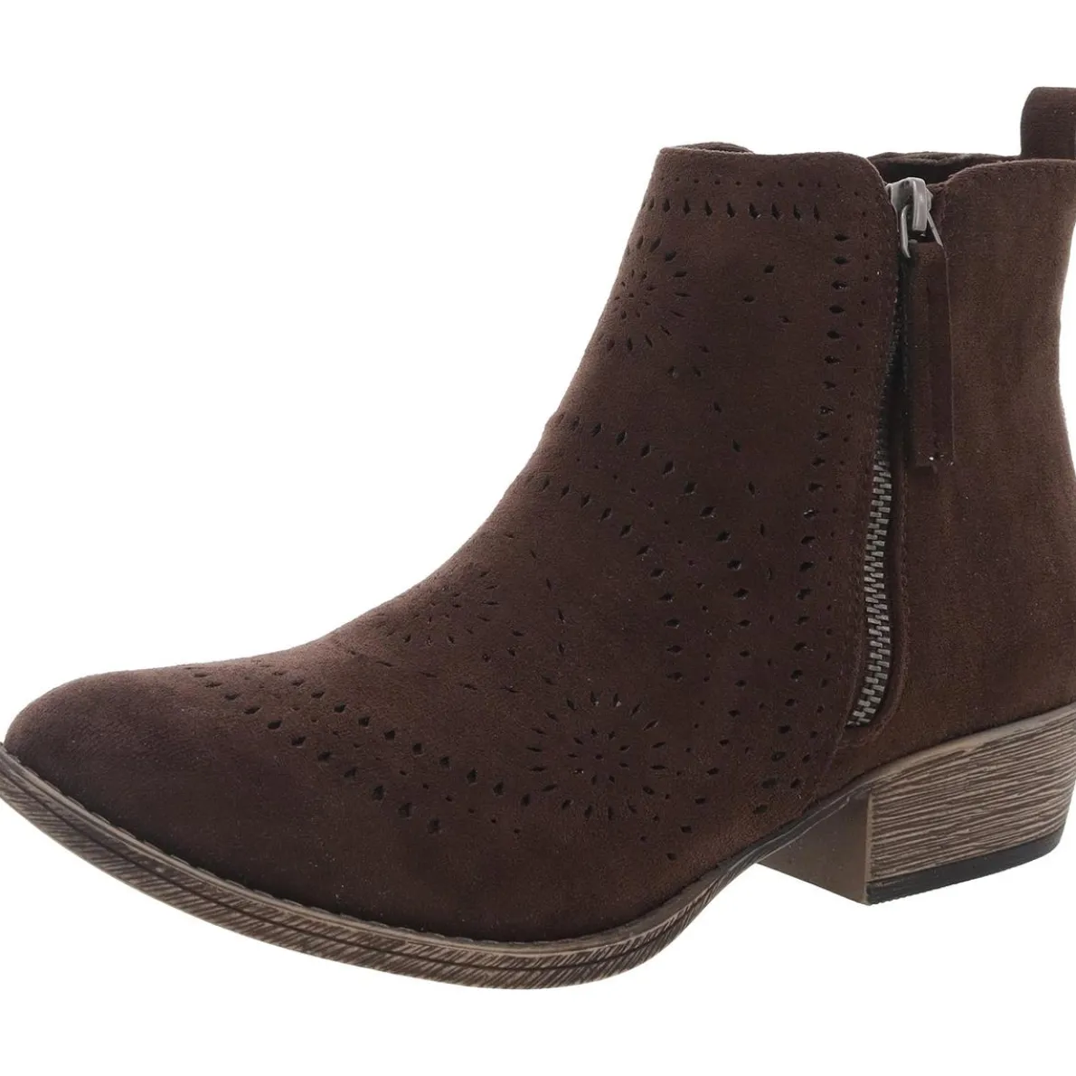 Lisette Double Zipper Faux Leather Ankle Boots