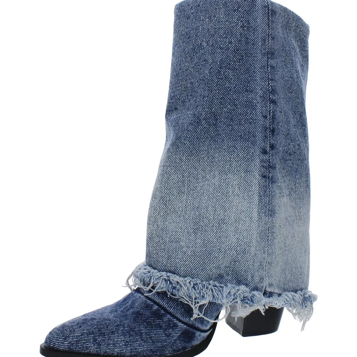 LIVVY Denim Pointed Toe Block Heel
