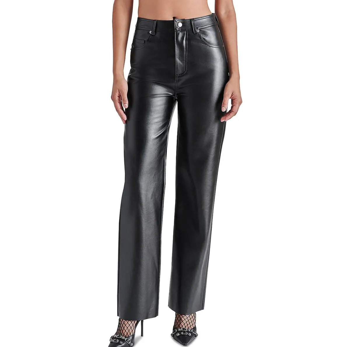 Loren Faux Leather Mid-Rise Straight Leg Pants