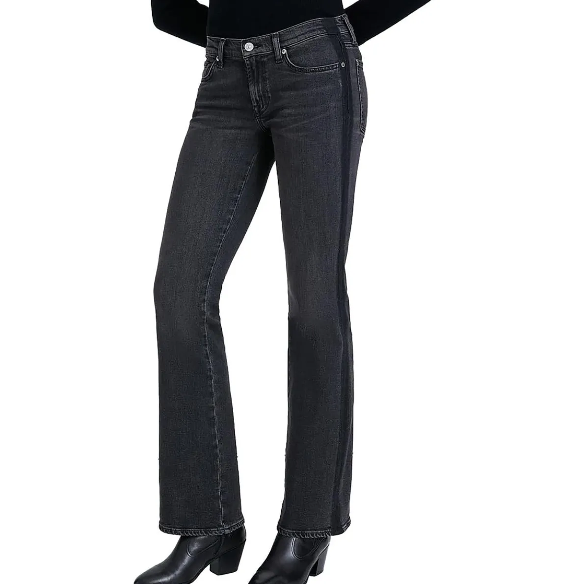 Low-Rise Whisker Wash Bootcut Jeans