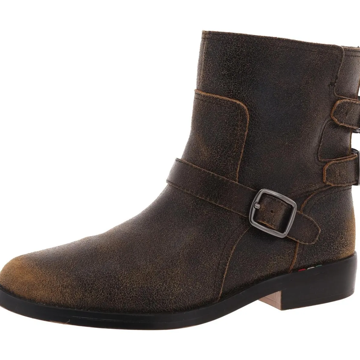 L-PRINA Buckle Leather Ankle Boots