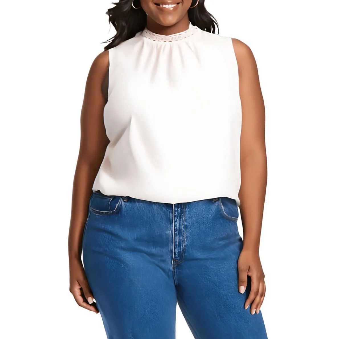 Plus Solid Chiffon Blouse