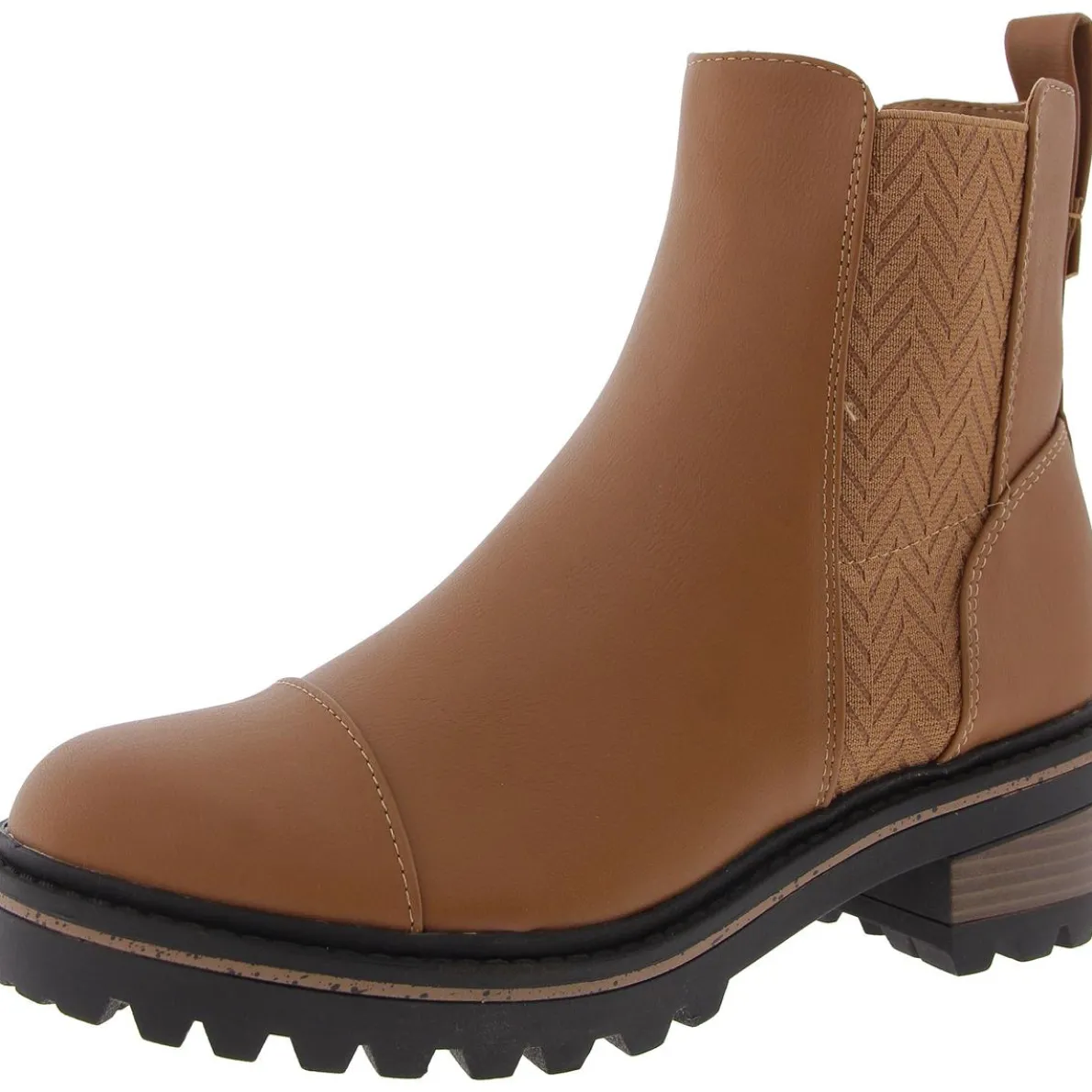 Lugged Sole Faux Leather Ankle Boots