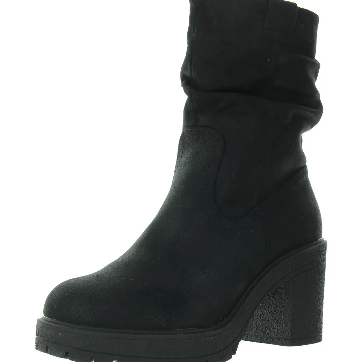 Lugged Sole Faux Suede Mid-Calf Boots